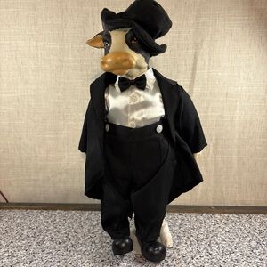 16” Porcelain Cow Wearing Tuxedo 5000-2580 With Stand